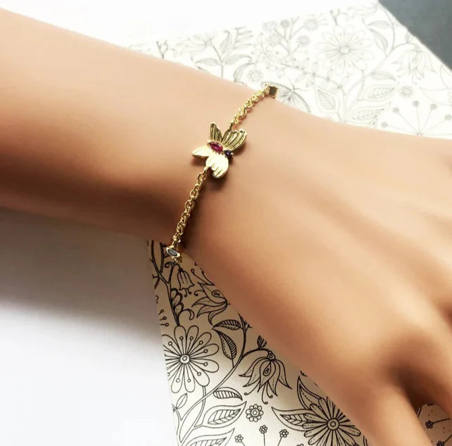 925 Sterling Silver Gracile Butterfly Gold Bracelet Link Chain Romantic Gift Fashion Jewelry For Women Magical Garden