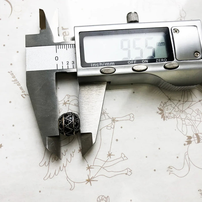 925 Sterling Silver Micro Pave Black Zig Zag Bead Charm For Diy Jewelry Making , European Style Fashion Gift For Women