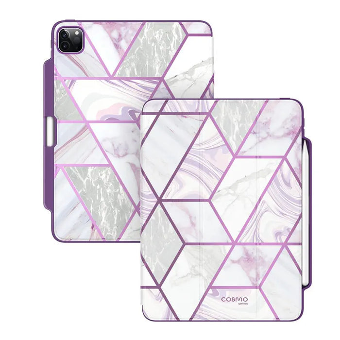 For Ipad Pro 11 2022 / 2021 / 2020 / 2018 Release Cosmo Full-Body Trifold Stand Marble Case Flip Case With Auto Sleep