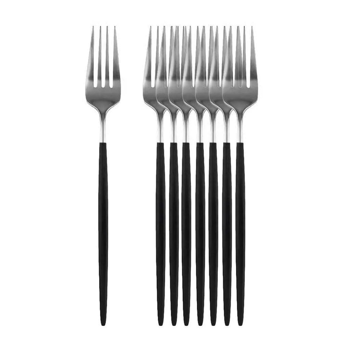 8 / 16 Piece Black Gold Dinner Fork Set