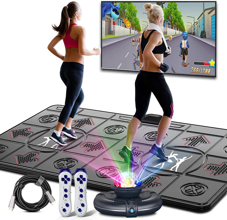 Tv / Pc Dance Mat Game Dual User Wireless Handles Non Slip Pads