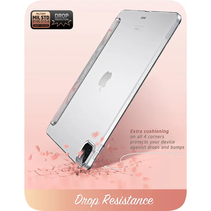 For Ipad Pro 12.9 Inch 2022 / 2021 / 2020 Cosmo Lite Slim Trifold Stand Smart Clear Hard Back Protective Case