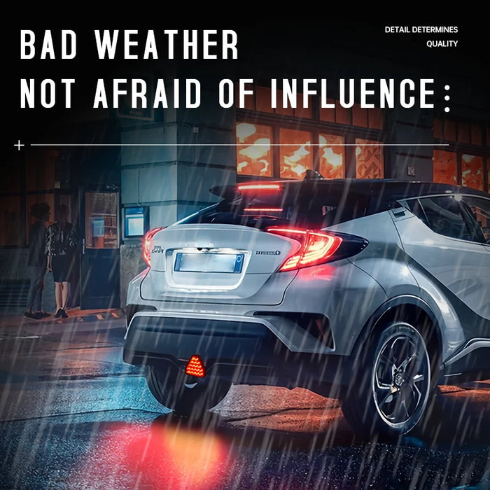 Universal 12V Led Car Brake Tail Light Red Triangle Reversing Stop Flash Warning Fog Lights