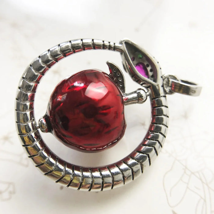 925 Sterling Silver Bohemia Apple Pendant With Snake Fine Jewelry Gift For Women