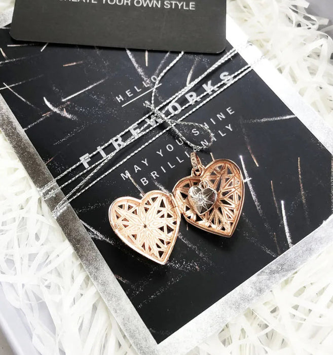 925 Sterling Silver Romantic Heart Medallion Pendant Summer Jewelry