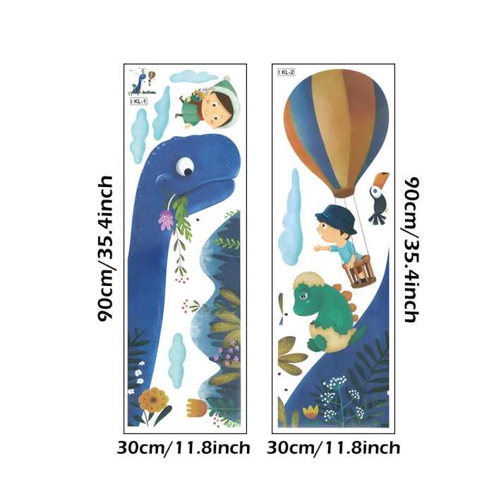 Blue Dinosaur Hot Airballoon Wall Stickers For Kids Room