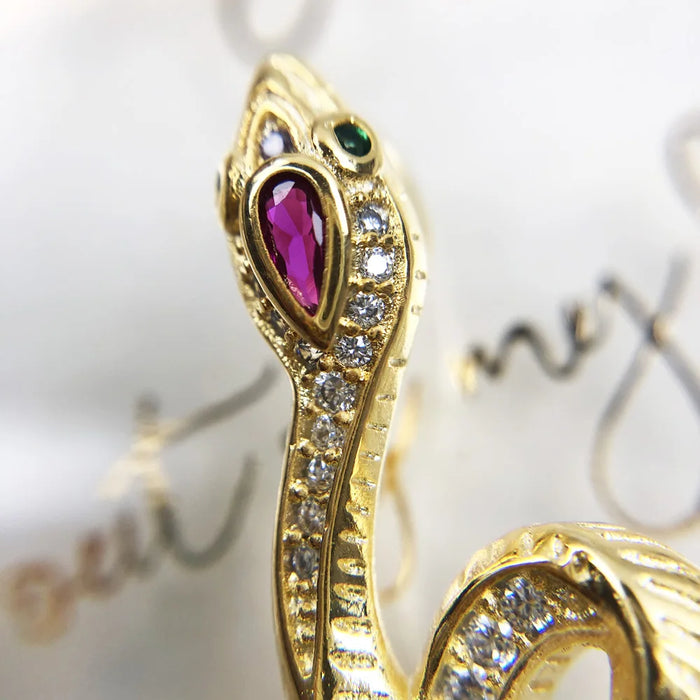 925 Sterling Silver Golden Snake Pendant Seductive Summer Style S Gift For Her