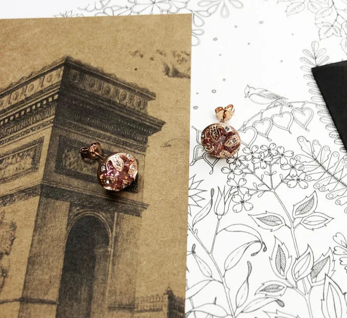 925 Sterling Silver Rose Lotus Stud Earrings For Women