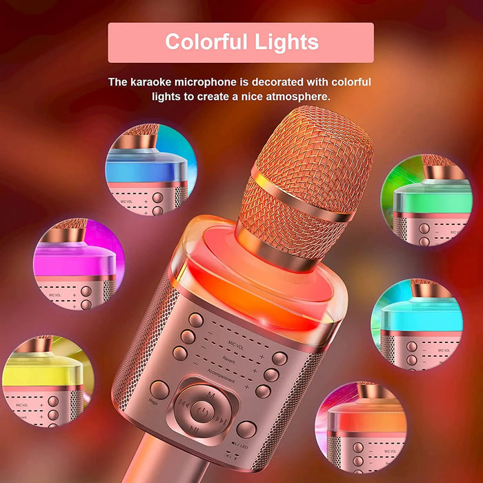 Wireless Karaoke Microphone With Magic Sound & Led Light Perfect For Home Ktv Parties