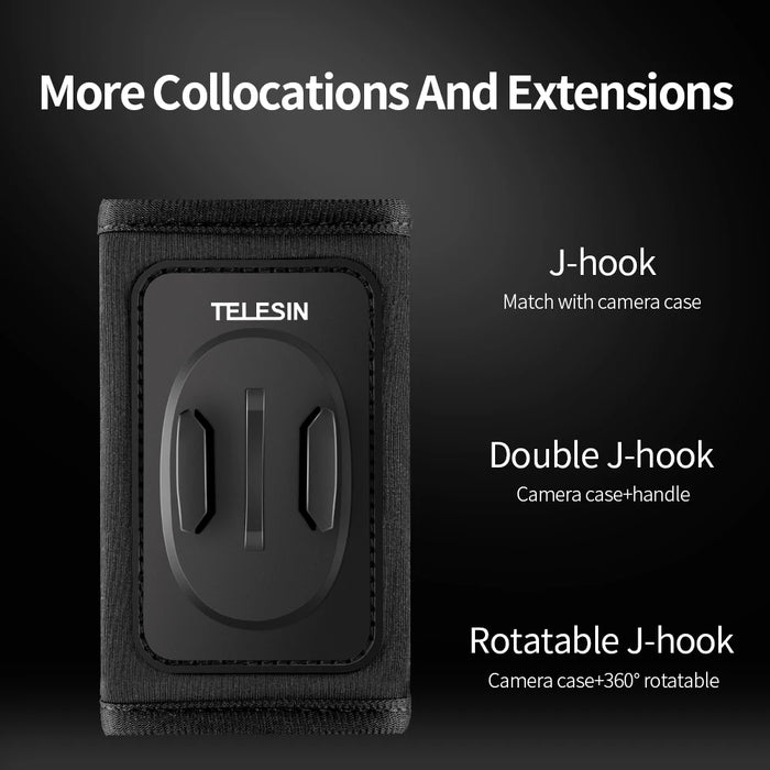 360 Degree Rotate Double J-Hook Backpack Strap Mount For Gopro Insta360 Dji Osmo Action