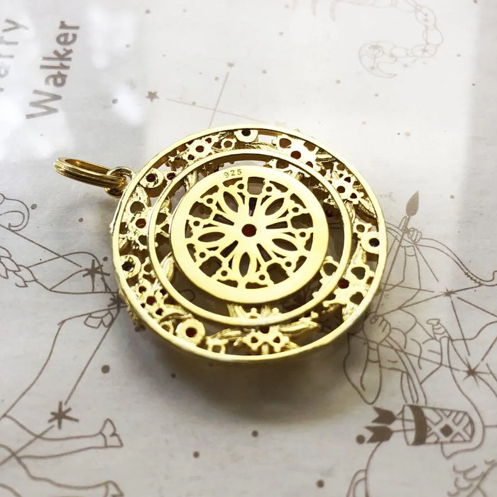 925 Sterling Silver Flower Amulet Pendant Gold Colour Joy & Happiness Gift For Women