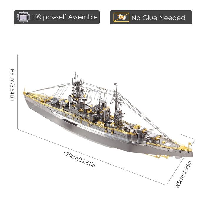 3D Metal Puzzle Model Nagato Battleship Kit For Adults