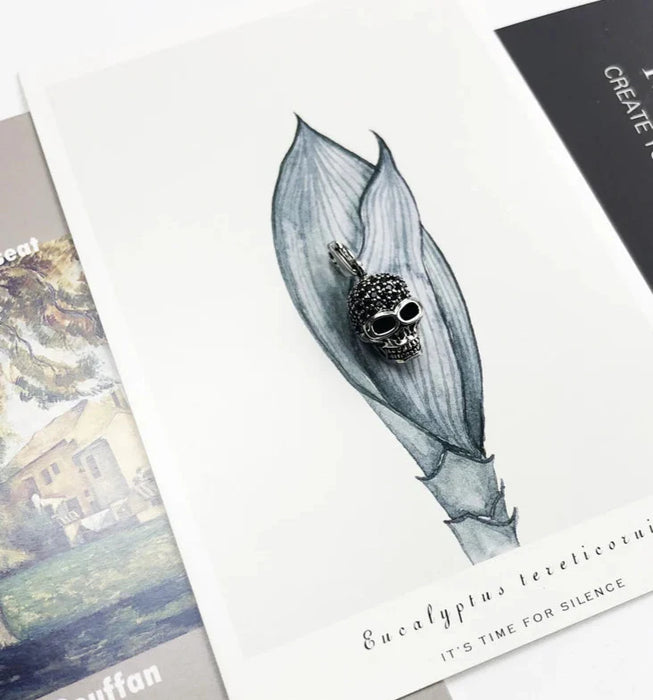 925 Sterling Silver Rebel Steel Skull Charm Necklace Fashion Jewelry Men And Women Pave Design