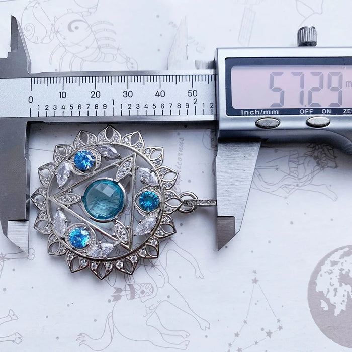 925 Sterling Silver Blue Throat Chakra Pendant Fashion Jewelry For Women