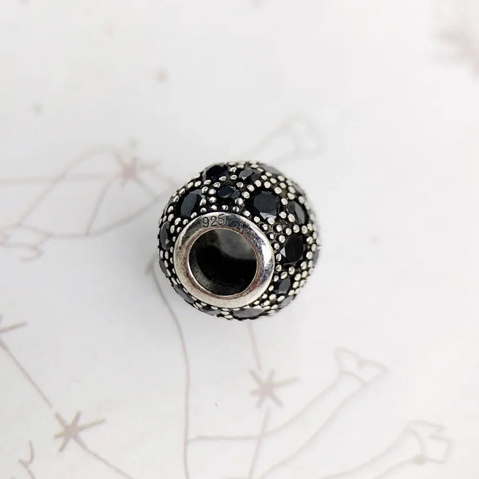 925 Sterling Silver Black Crushed Beads European Charm Accessory