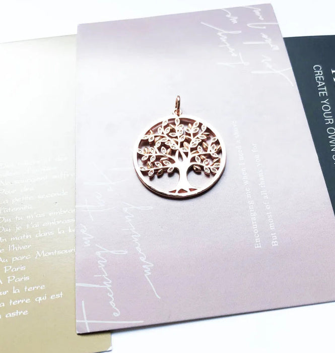925 Sterling Silver Romantic Rose Gold Tree Pendant Jewelry For Women