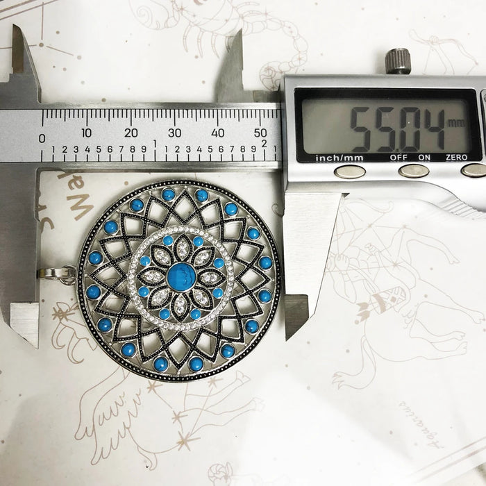 925 Sterling Silver Blue Turquoise Stone Pendant Fashion Jewelry For Women