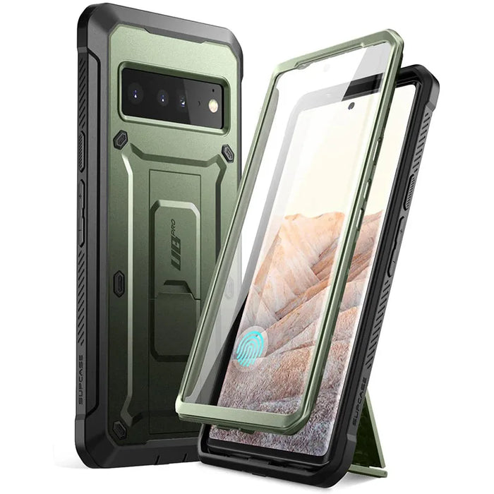 For Google Pixel 6 Pro 2021 Ub Pro Full-Body Rugged Holster & Kickstand Case With Built-In Screen Protector