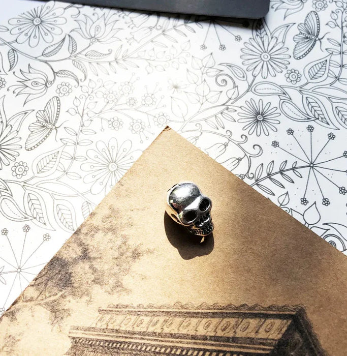 925 Sterling Silver Large Skull Bead Winter Charm For European Bracelets