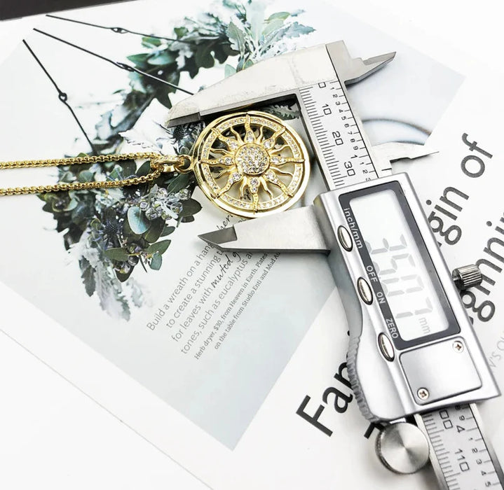 925 Sterling Silver Sun Link Chain Necklace Ethnic Jewelry For Men And Women