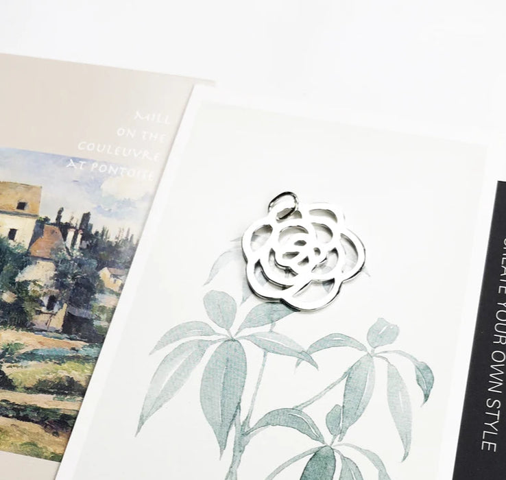 925 Sterling Silver Rose Flower Pendant Fashion Jewelry For Women