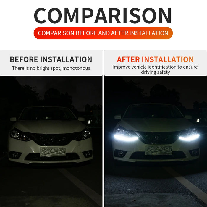 2Pcs Flexible Drl Led Daytime Running Lights Yellow Turn Signal 12V