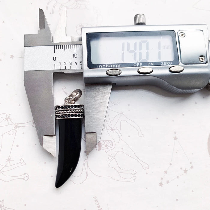 925 Sterling Silver Black Cz Pave Tooth Pendant Fashion Jewelry Gift For Women & Men