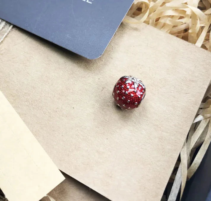 925 Sterling Silver Strawberry Beads Charm For European Diy Jewelry Gift For Women