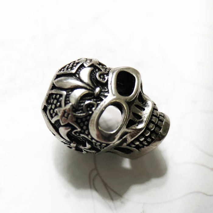 925 Sterling Silver Fleur-De-Lis Skull Bead Street Rebel Charm For Europe Karma Bracelets