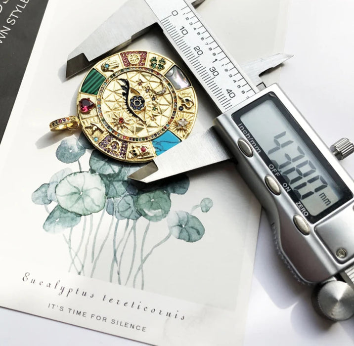 925 Sterling Silver Large Lucky Heart Cat Elephant Clover Fatima Pendant Amulet For Women & Men