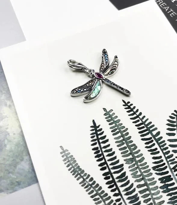 925 Sterling Silver Boho Dragonfly Bracelet Charm For Women