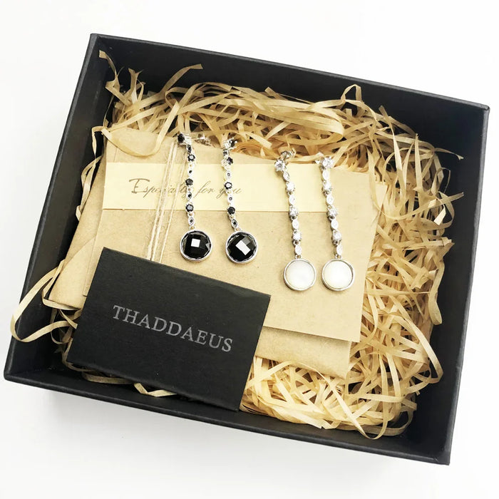 925 Sterling Silver Boho Black Star Drop Earrings