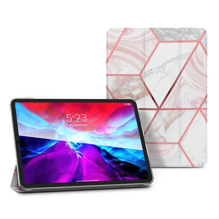 For Ipad Pro 12.9 Inch 2022 / 2021 / 2020 Cosmo Lite Slim Trifold Stand Smart Clear Hard Back Protective Case