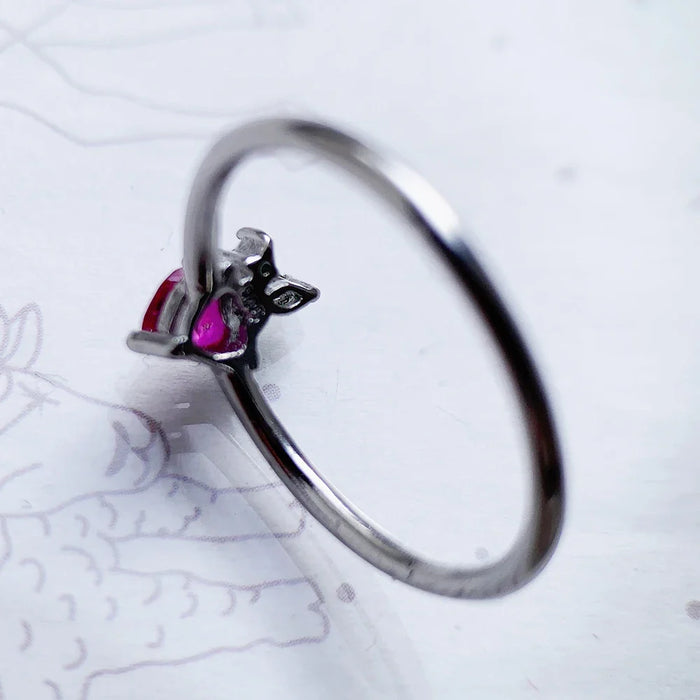 925 Sterling Silver Strawberry Love Ring Cute For Girls & Women Collection