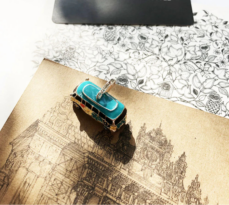 925 Sterling Silver Colourful Peace Bus Pendant Fashion Jewelry For Men & Women