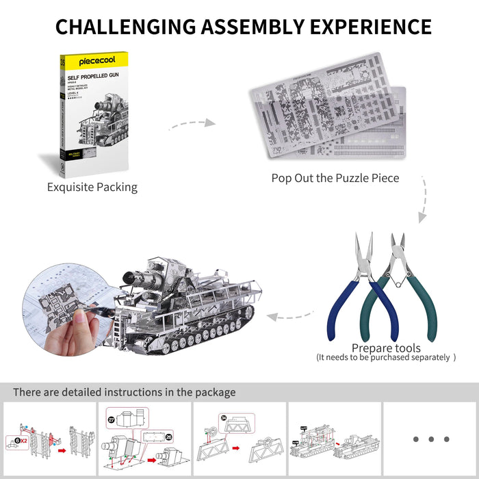 Railway Gun 3D Metal Puzzle Kit Diy Jigsaw Toy For Adults