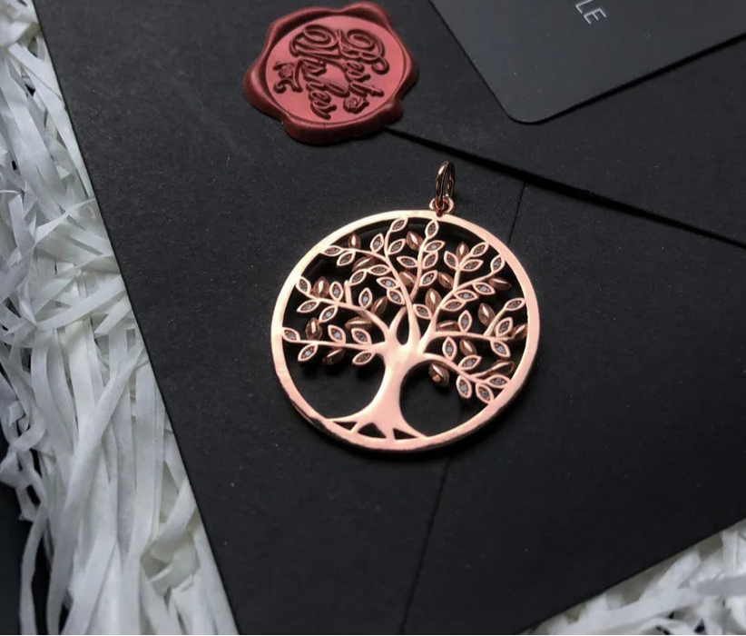 925 Sterling Silver Romantic Rose Gold Tree Pendant Jewelry For Women