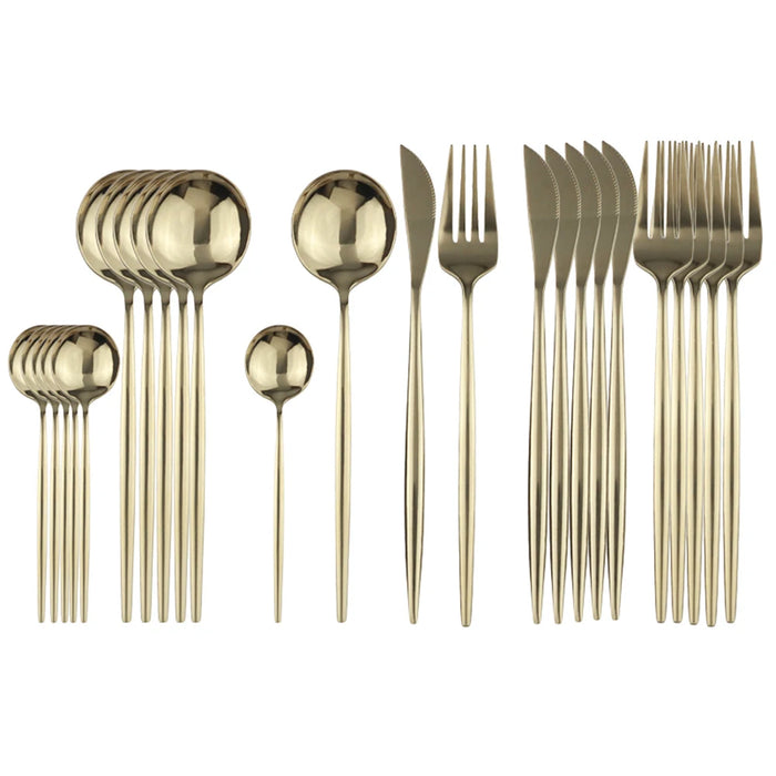 24 Piece Stainless Steel Cutlery Set For Dining Dishwasher Safe