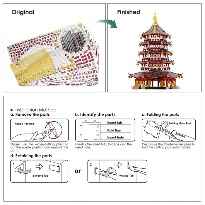 3D Metal Puzzle Model Kit Leifeng Pagoda Diy Jigsaw Toy Adult Gift