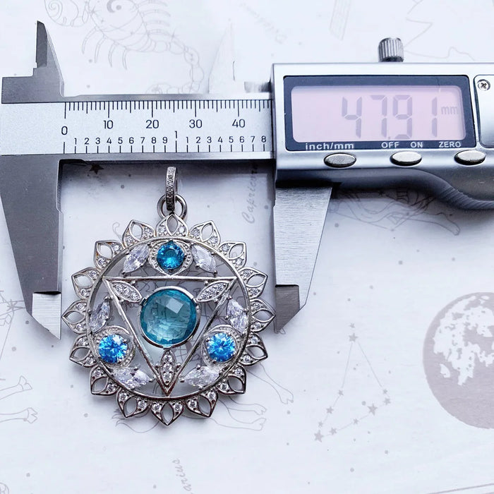 925 Sterling Silver Blue Throat Chakra Pendant Fashion Jewelry For Women