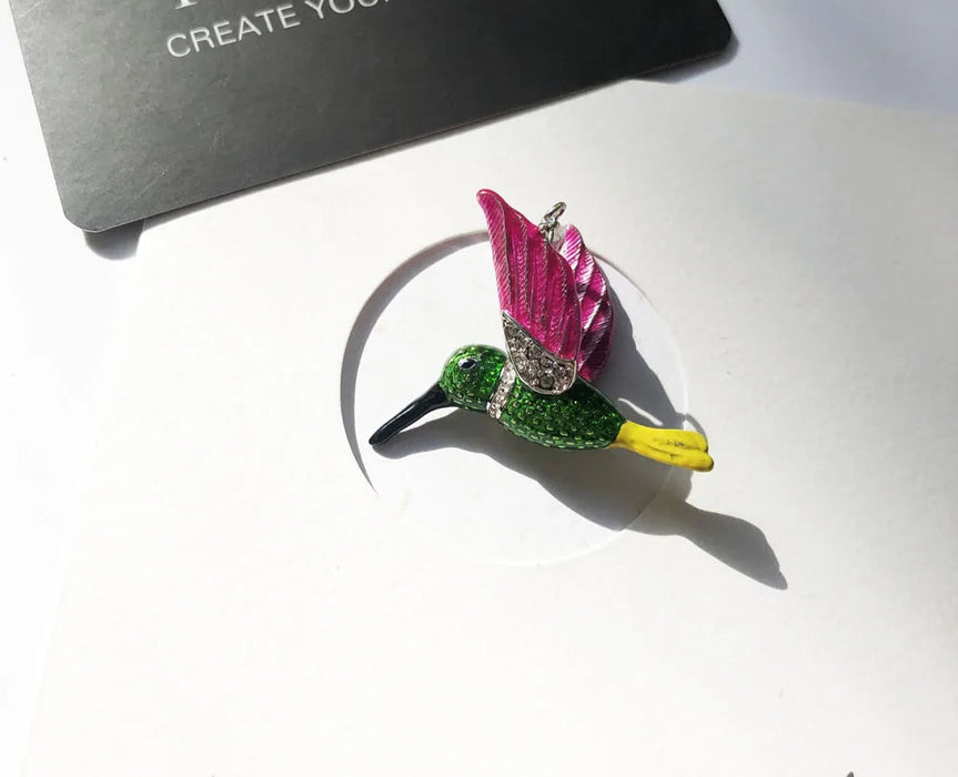 925 Sterling Silver Colourful Hummingbird Pendant Fashion Jewelry For Women