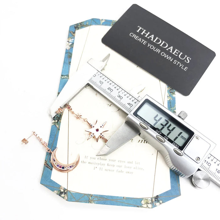 925 Sterling Silver Vintage Star & Moon Drop Earrings Rose Gold Women