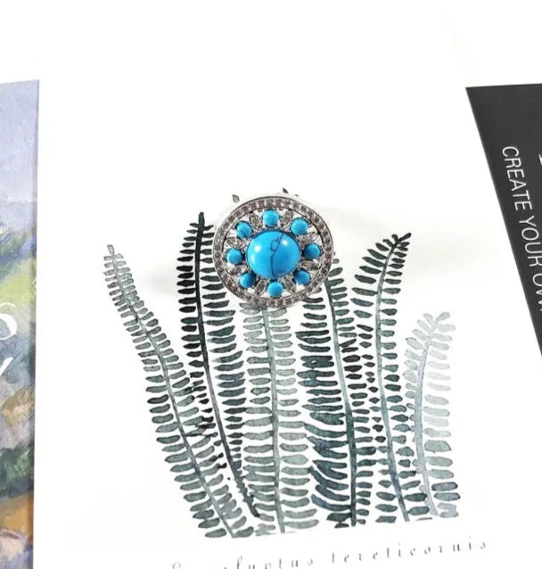 925 Sterling Silver Blue Ornament Ring Glam Fashion Jewelry For Women