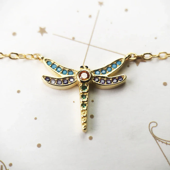 925 Sterling Silver Dragonfly Necklace Playful Jewelry Bohemian