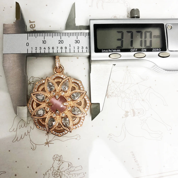 925 Sterling Silver Real Pink Lotus Flower Pendant European Style Jewelry For Women