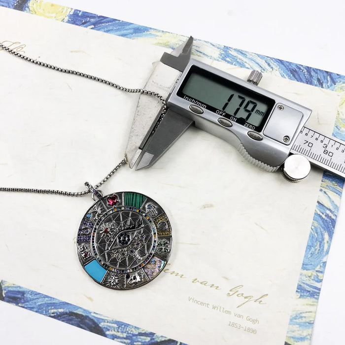 925 Sterling Silver Turquoise Amulet Necklace Magical Lucky Symbols Fine Jewelry For Women