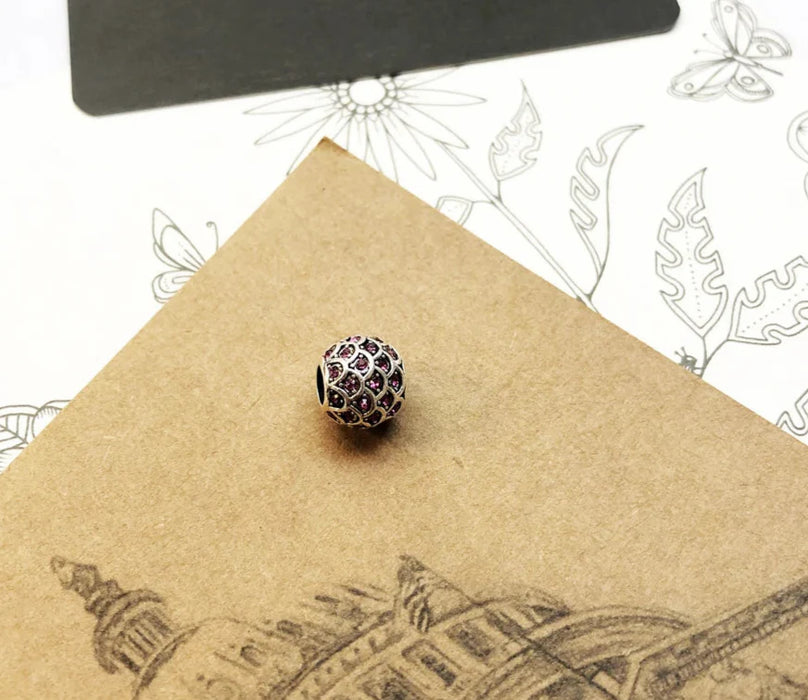 925 Sterling Silver Red Fish Bead Charm Jewelry For Women