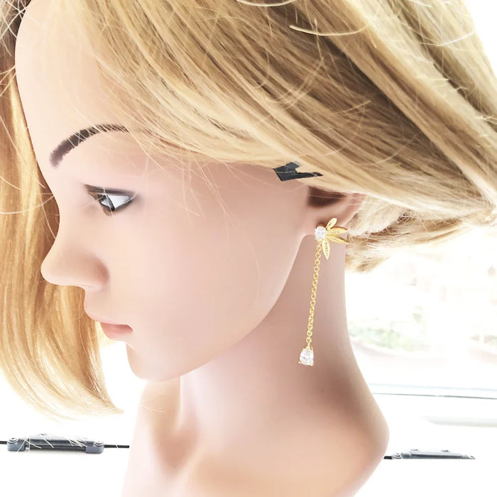 925 Sterling Silver Autumn Leaves Water Drop Earrings Fine Jewelry For Women