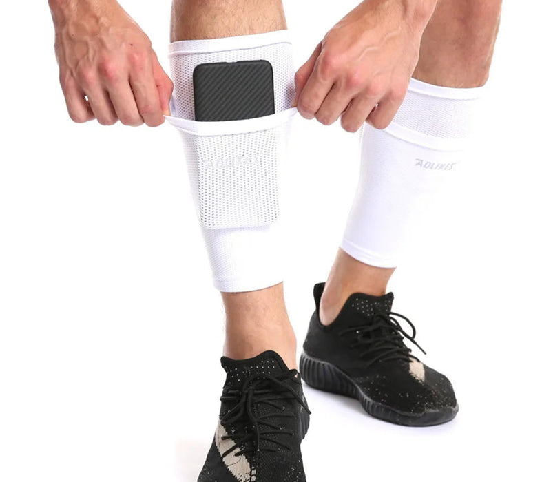 Pair of Football Shin Guard Socks Adult Calf Support Sleeves