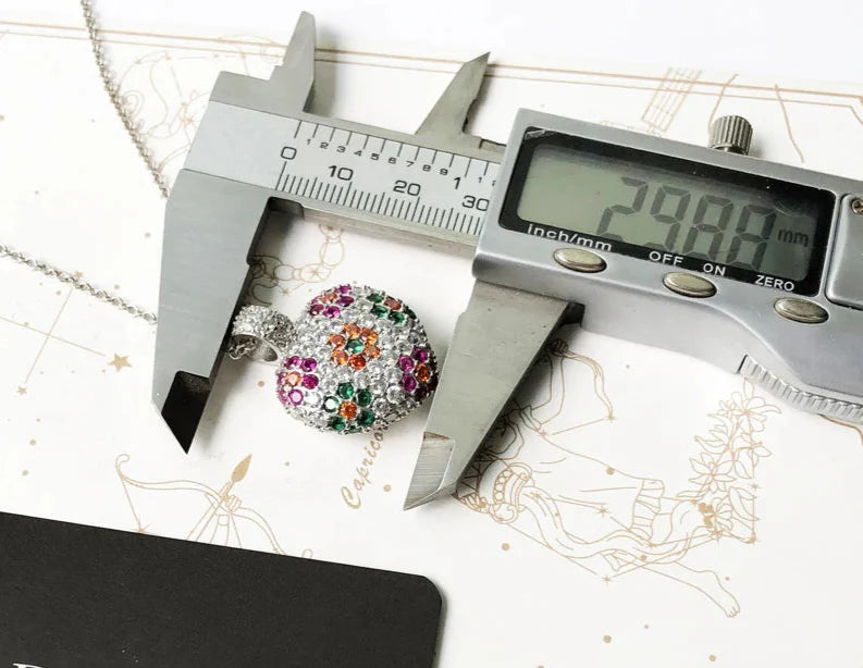 925 Sterling Silver Colourful Flower Heart Necklace Romantic Gift